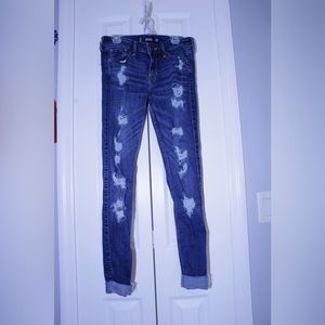 Blue skinny ripped jeans